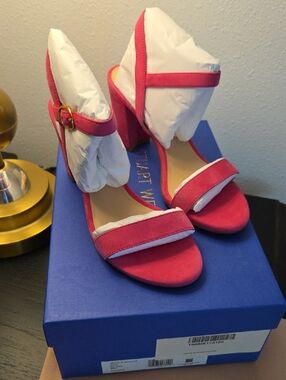 Stuart Weitzman Dancer 75 Block sandal. Color Peonia Size 6 NWT